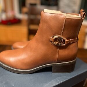 Tommy Hilfiger “Imiera” Brown Ankle Boots with Metal Accent